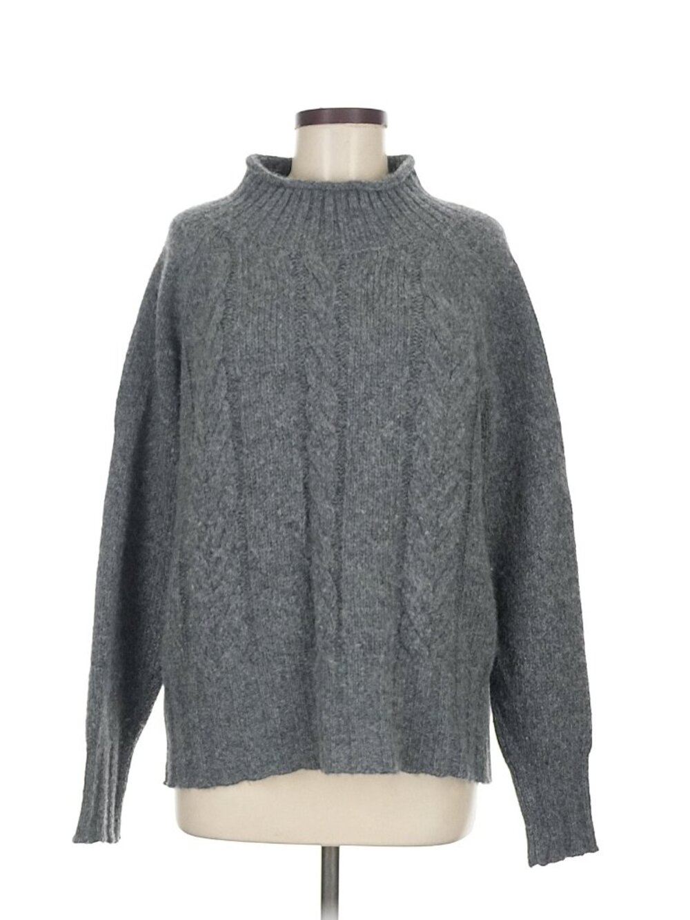 Mabo Cable Mockneck Sweater in Grey Medium